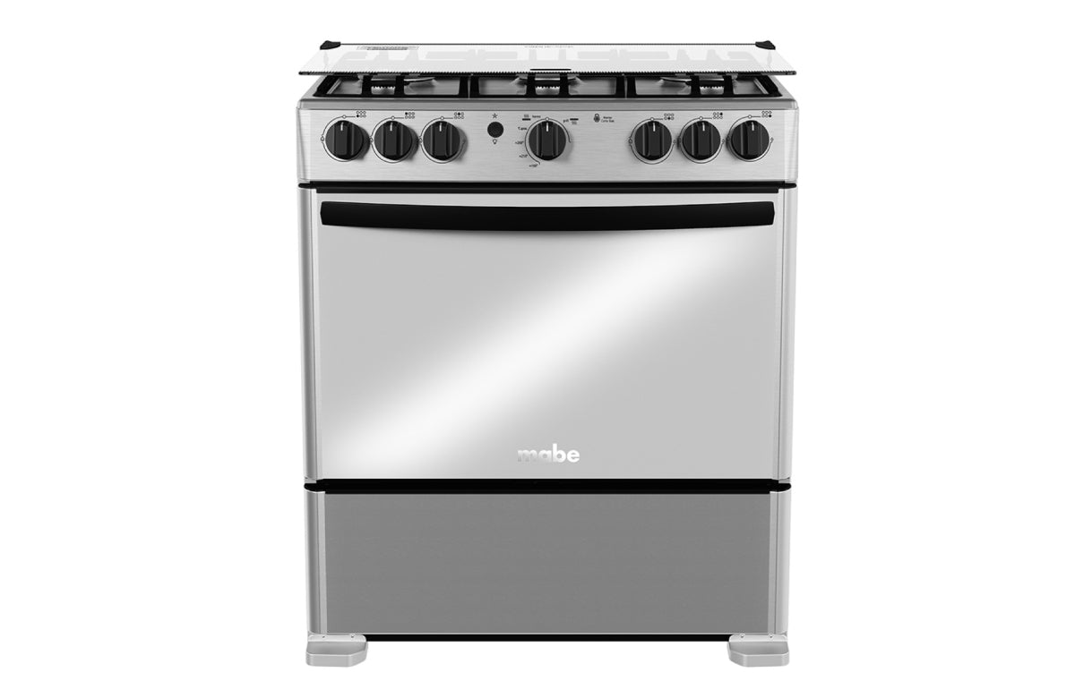 Estufa de Piso Mabe 6 Puestos Gas Natural Inox EMC30KXX6