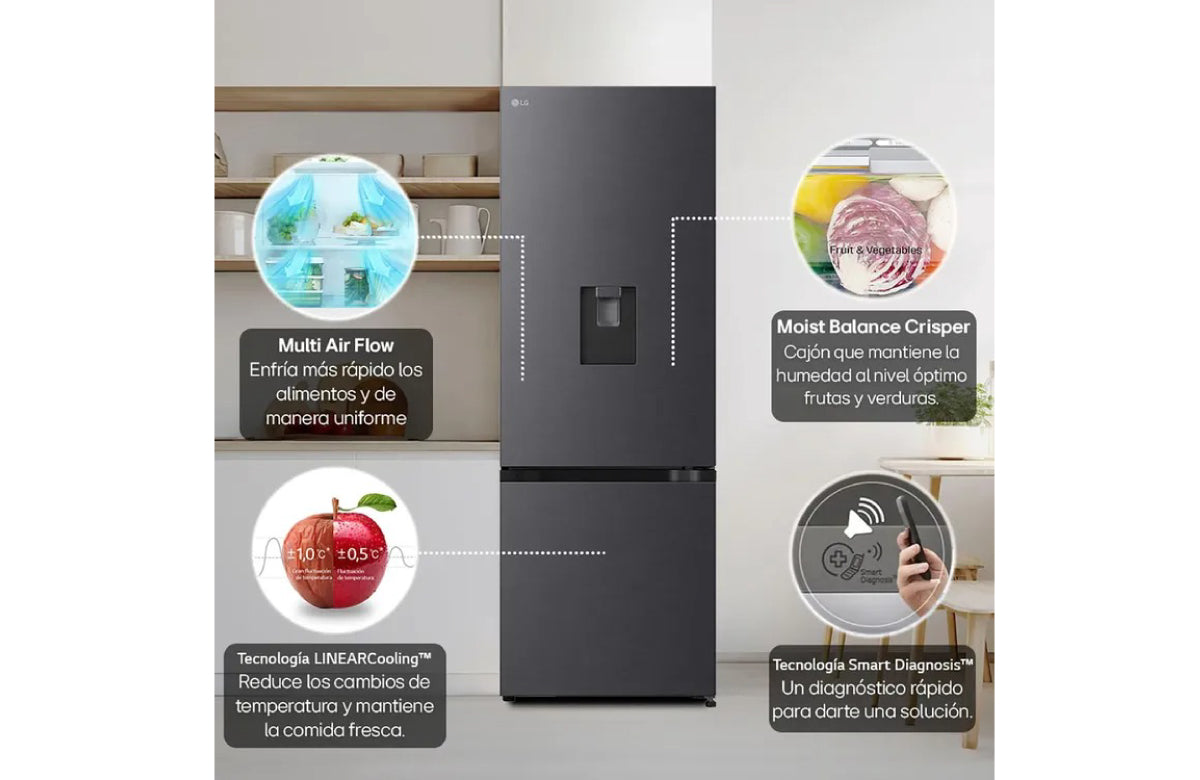 Nevera LG No Frost Congelador Inferior 332 Litros