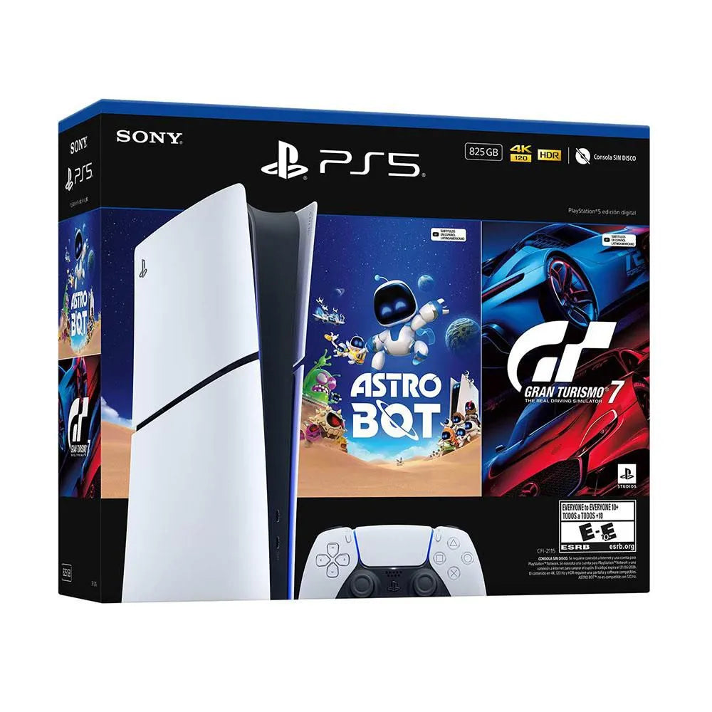 Consola PlayStation 5 Digital 825 GB + 1 Control + Juego PS5 Gran Turismo 7 + Juego PS5 Astro Bot